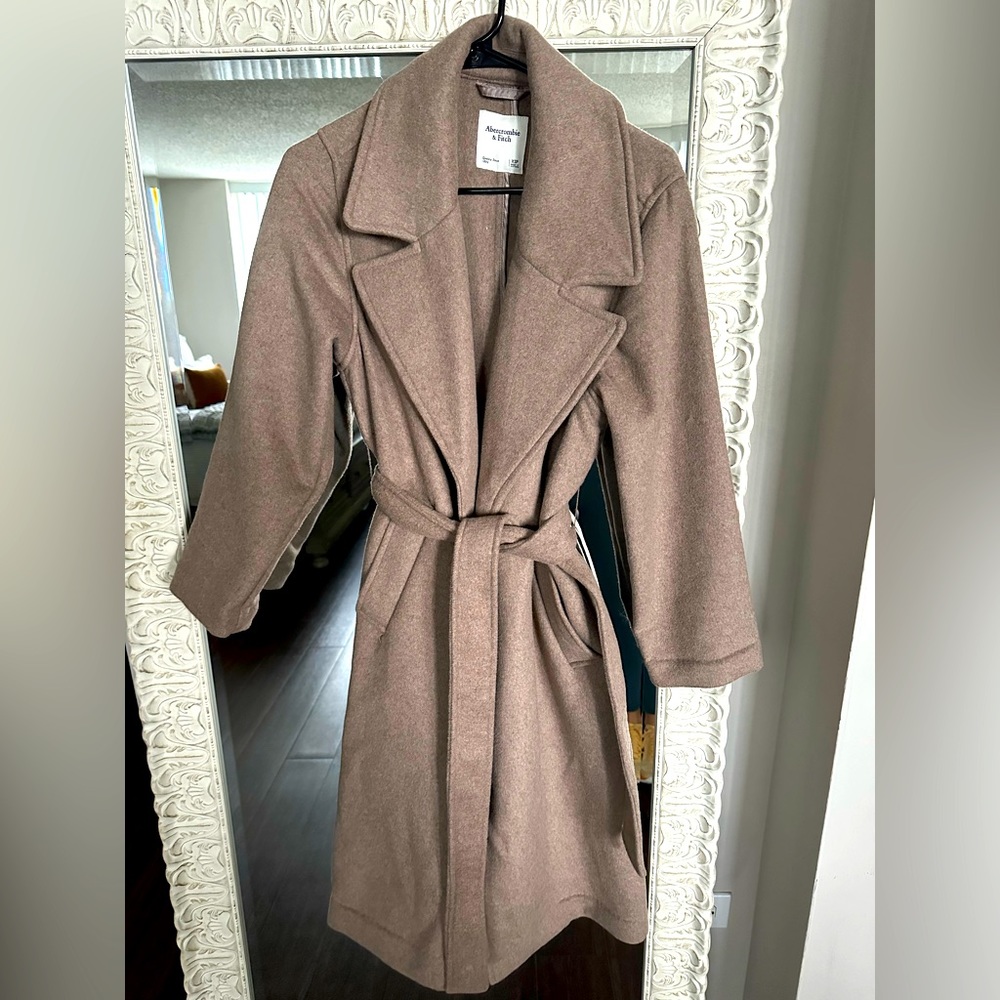 Wool Blend Belted Blanket Coat